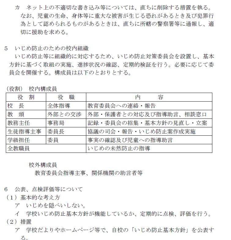 いじめ基本方針３